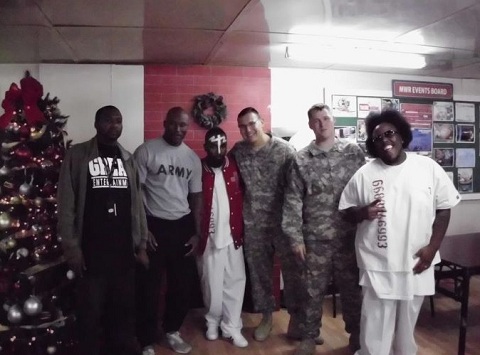 Tech N9ne And Krizz Kaliko With Soldiers In Kuwait