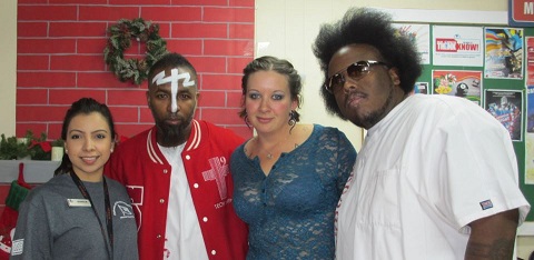 Fans With Tech N9ne And Krizz Kaliko At Camp Buehring