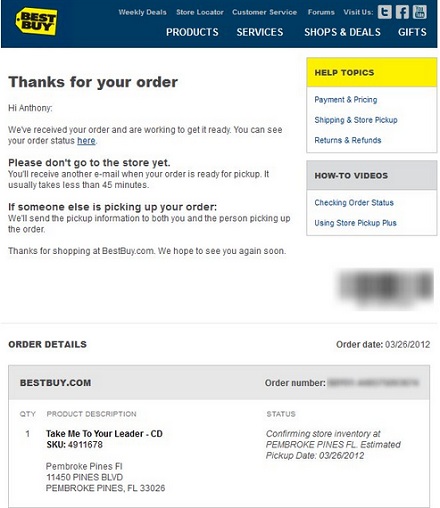Fan Orders "Take Me To Your Leader" From Best Buy Online