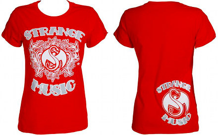 Strange Music - Ladies Red Inked T-Shirt