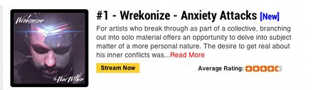 Wrekonize - Anxiety Attacks On Top Of DJBooth.net Independent Songs Chart