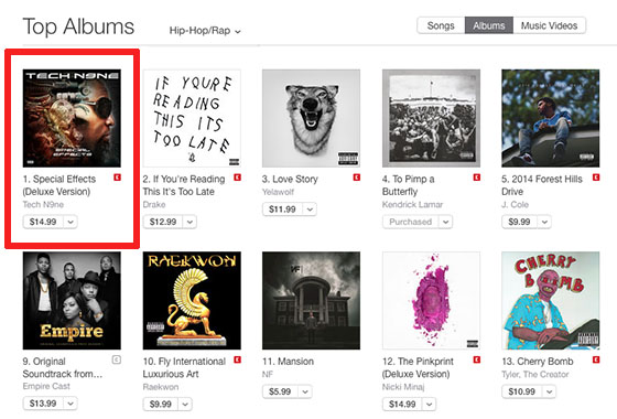 Tech N9ne iTunes Chart Hip Hop